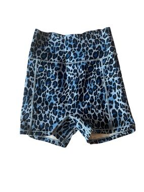 HALARA Blue Leopard Print High-Waist Bike Shorts Size Small